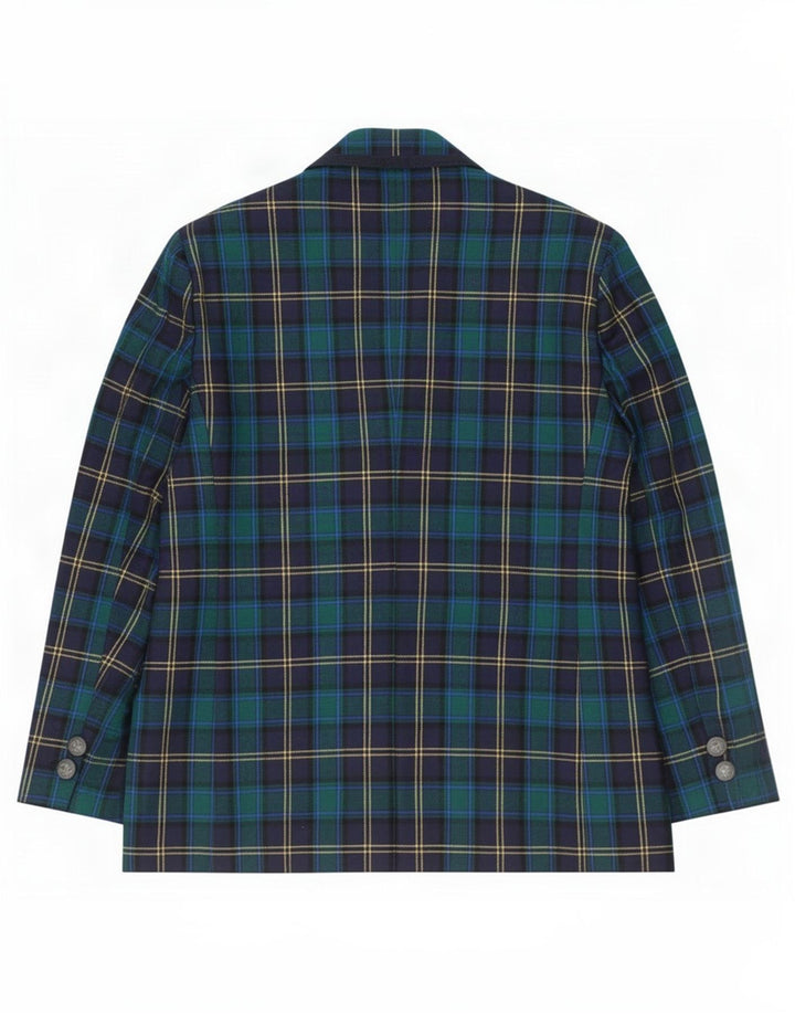 Dominew Veste Blazer 3 Boutons Femme IT 50 XL Vert à Carreaux Laine Vierge