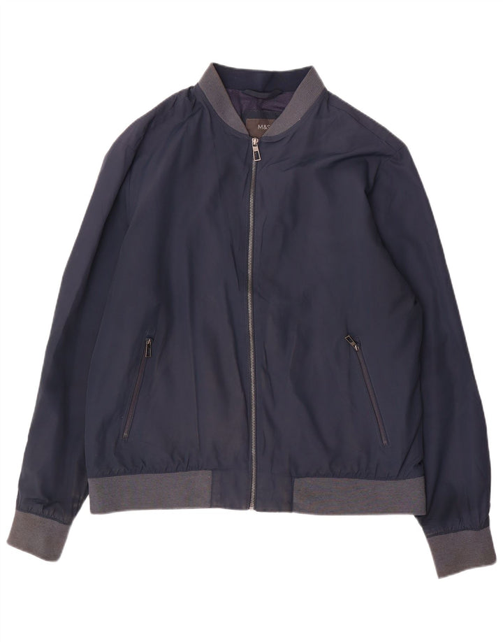 Marks & Spencer Veste Bomber Homme UK 40 Large Bleu Marine Polyester
