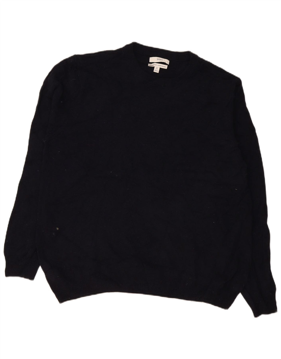 Marks & Spencer Pull à col rond pour homme 2XL en laine d'agneau bleu marine