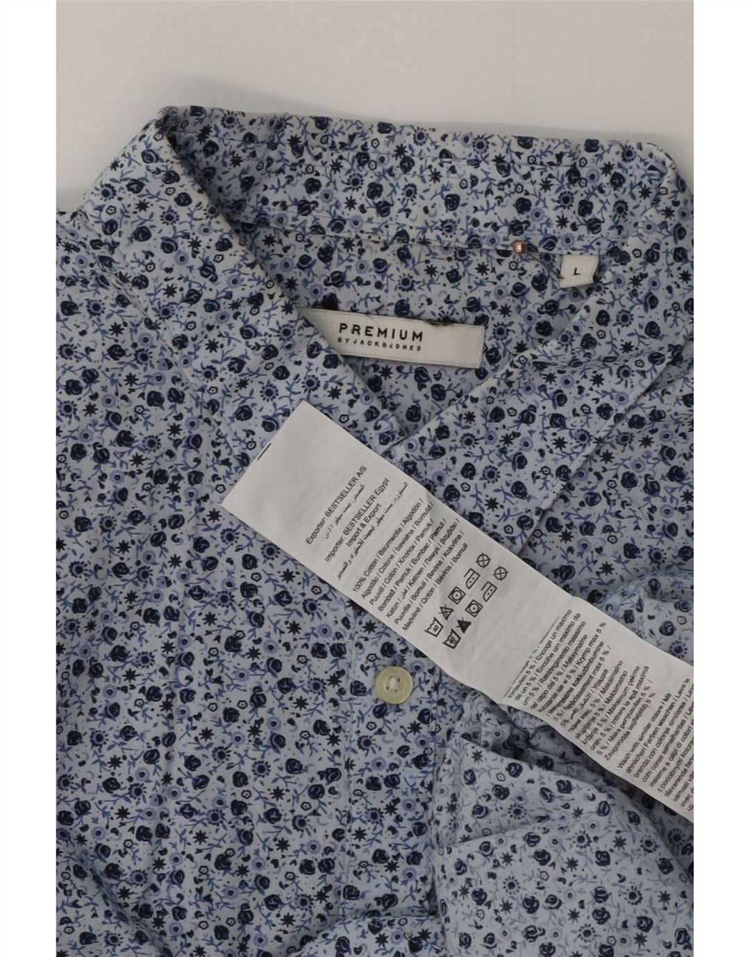 JACK & JONES Chemise à Manches Courtes Homme Grand Bleu Floral Coton