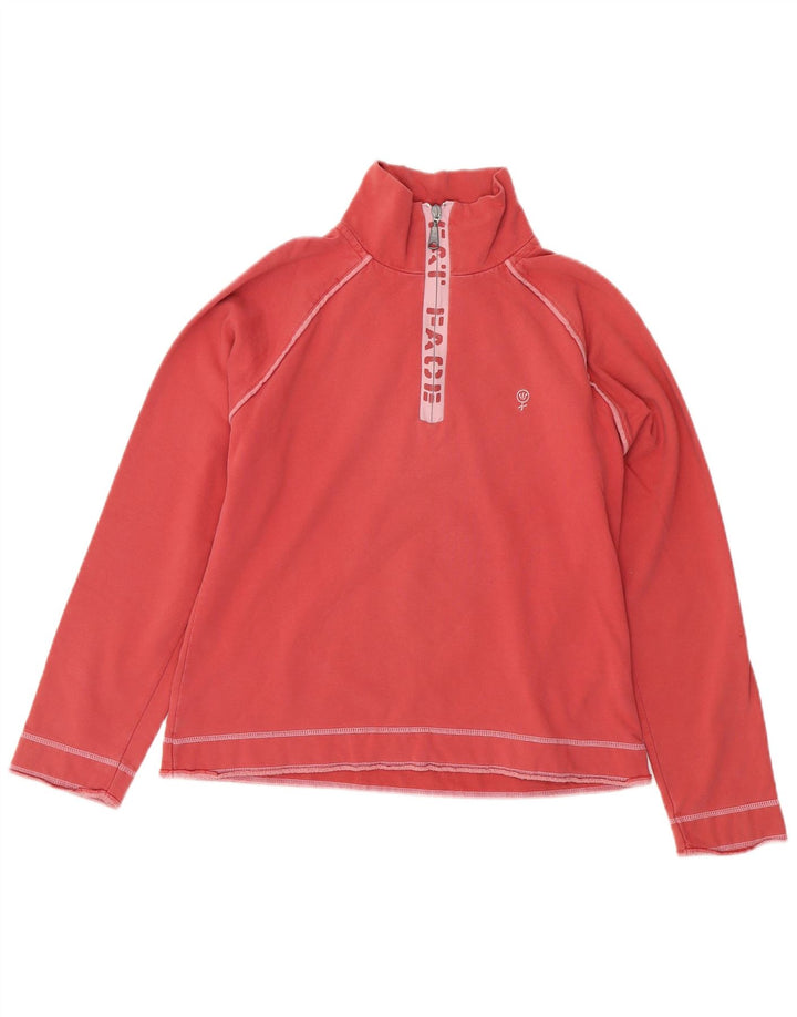 FAT FACE Sweat-shirt graphique à col zippé pour femme UK 12 Rose moyen