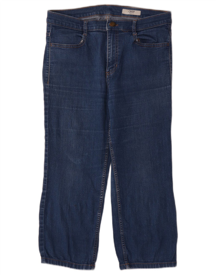 Marks & Spencer Jean court pour femme UK 12 Medium W32 L21 Bleu Coton