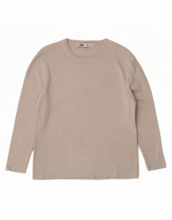 Zara Femme Top Manches Longues UK 18 XL Gris Viscose