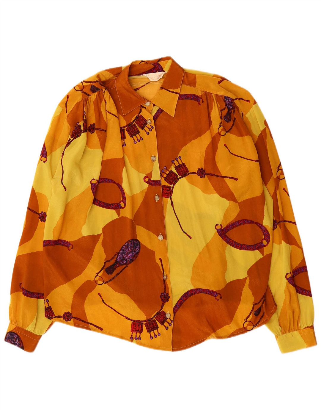 VINTAGE Chemisier surdimensionné pour femme IT 46 Grand colorblock jaune