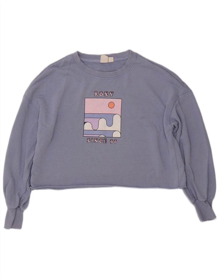 ROXY Sweat-shirt court surdimensionné pour femme UK 16 Large Bleu