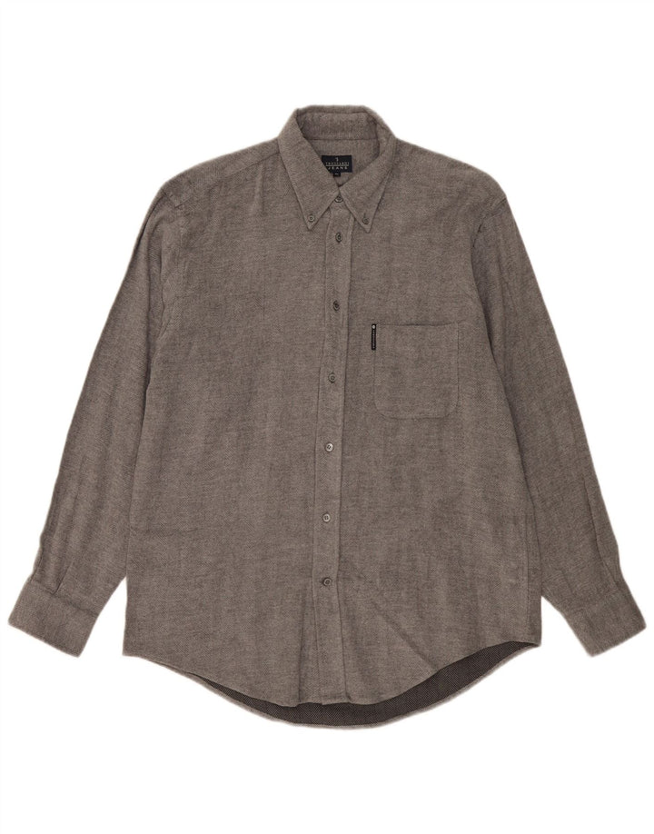 Trussardi Jeans Chemise Flanelle XL Gris Chevrons Viscose Homme