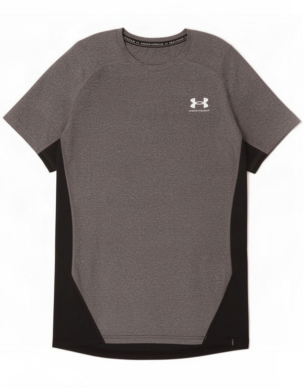 Under Armour Mens Heat Gear T-Shirt Top Small Gris Colourblock Polyester