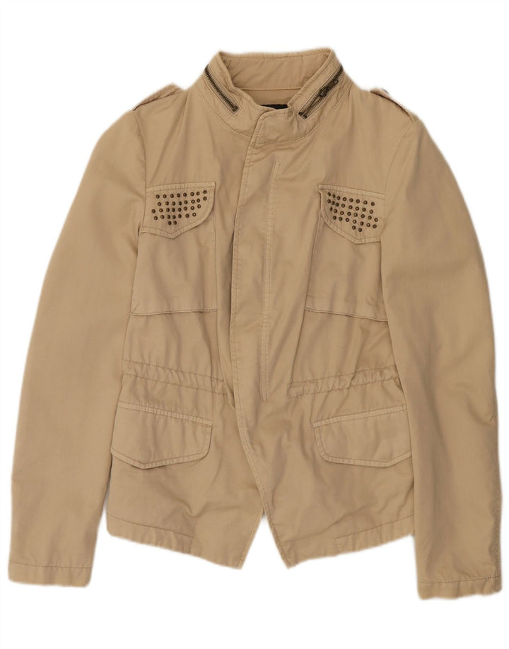 Zara Veste utilitaire pour femme UK 36 Petit coton beige