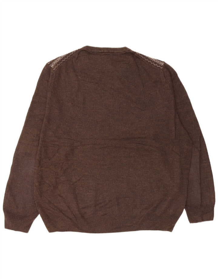 Dockers Pull col rond pour homme XL Marron Fair Isle Acrylique