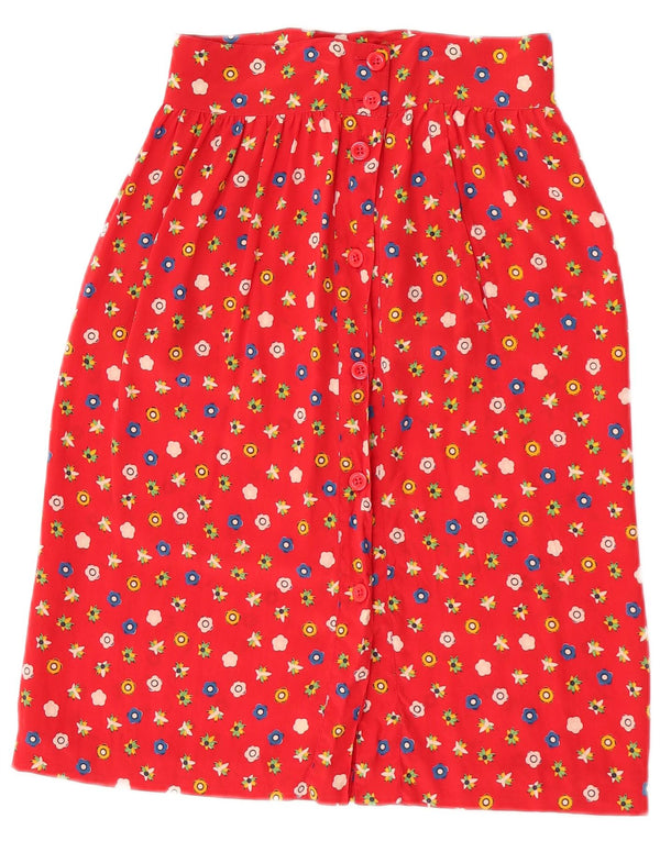 Alberto Aspesi Jupe mi-longue taille haute pour femme W24 XS en soie florale rouge