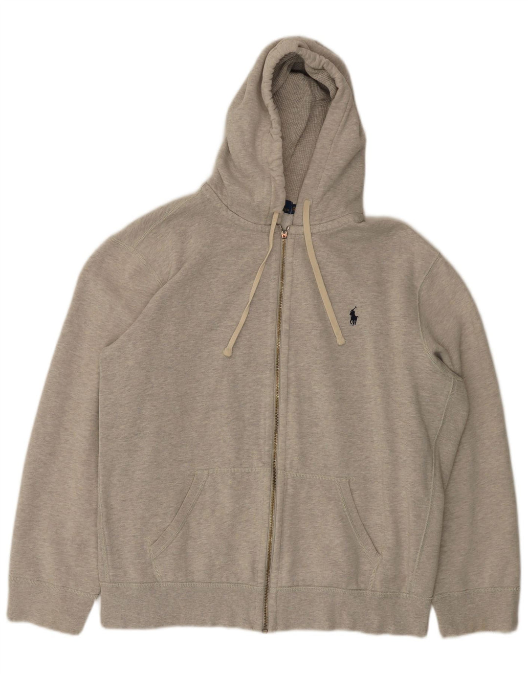 POLO RALPH LAUREN Pull à capuche zippé surdimensionné pour femme UK 20 2XL Gris