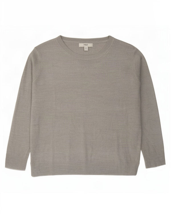 Marks & Spencer Pull surdimensionné à col bateau pour femme UK 10 Petit Gris