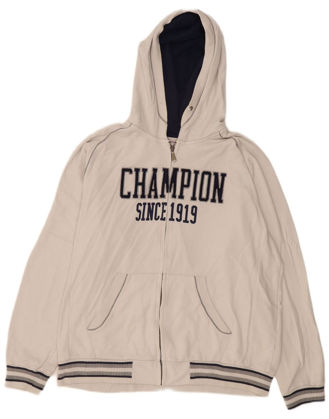 Champion Pull à capuche zippé graphique pour homme 2XL en coton blanc