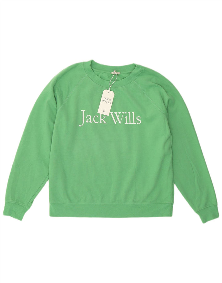 Jack Wills Sweat-shirt surdimensionné graphique pour femme UK 10 Petit Vert