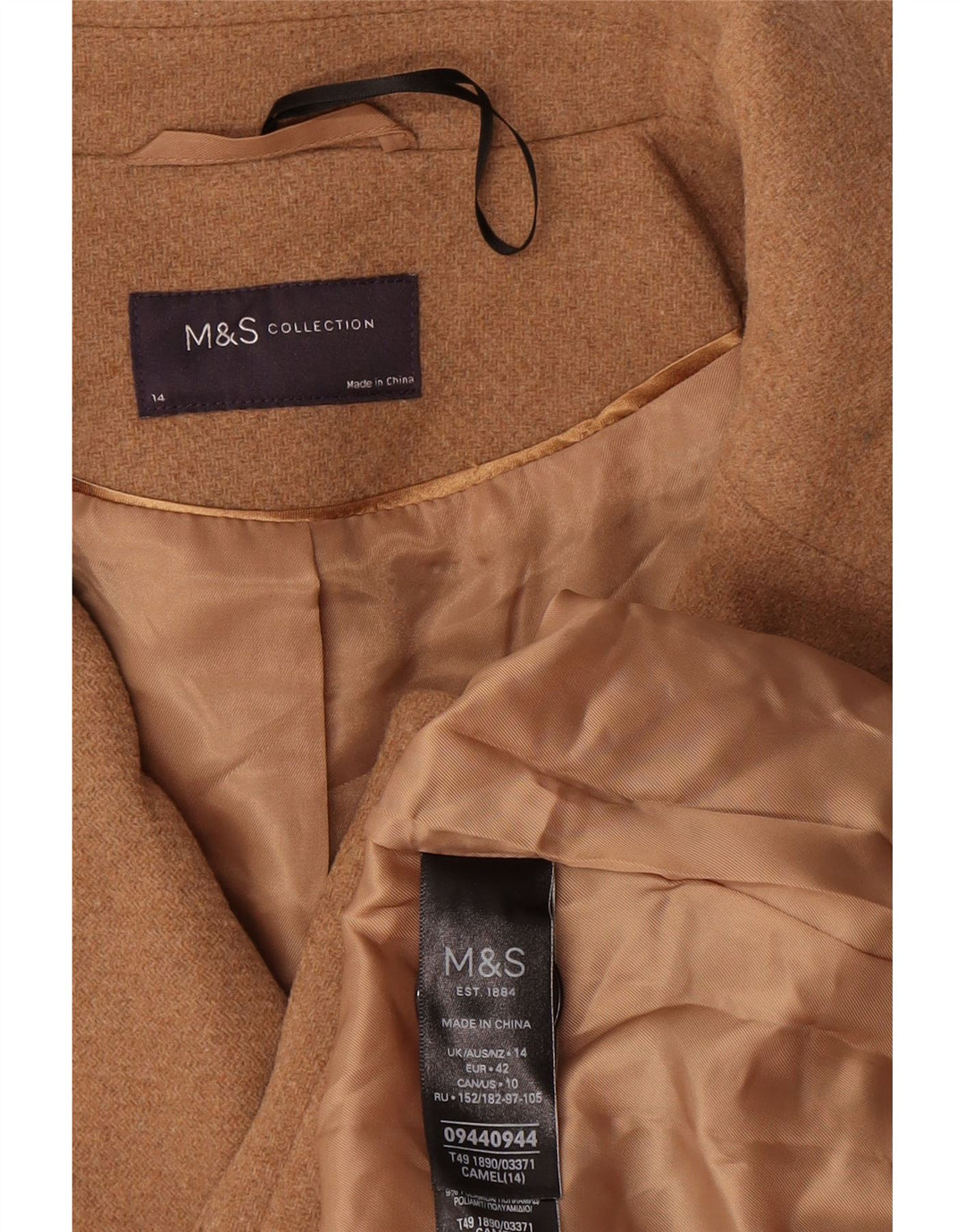 Marks & Spencer Caban surdimensionné pour femme UK 14 Grande laine beige