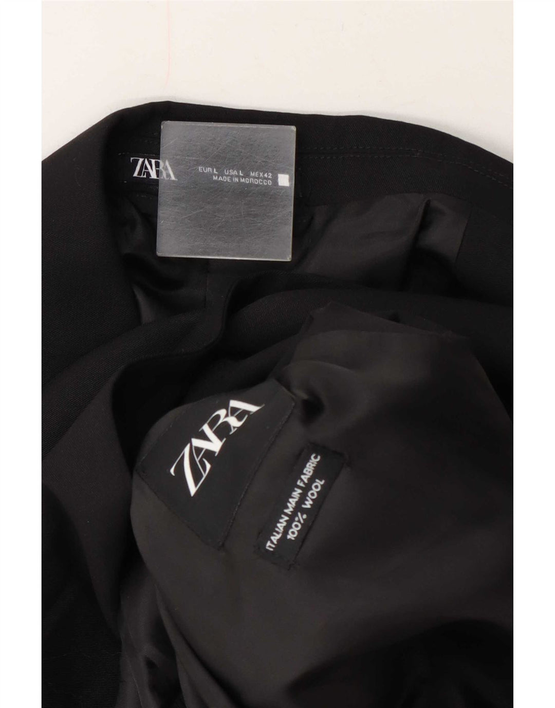 Zara Veste Blazer 2 Boutons Homme UK 40 Grande Laine Noire