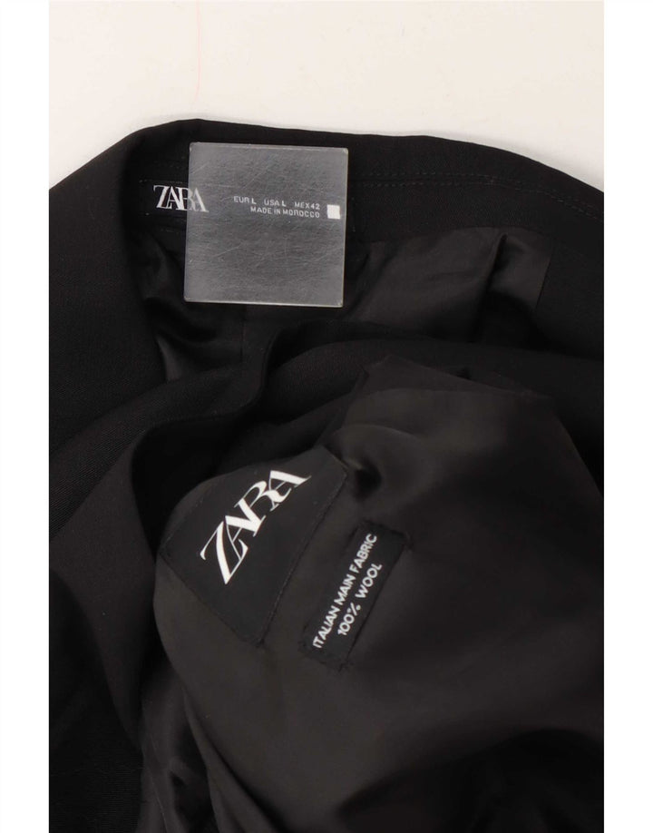 Zara Veste Blazer 2 Boutons Homme UK 40 Grande Laine Noire