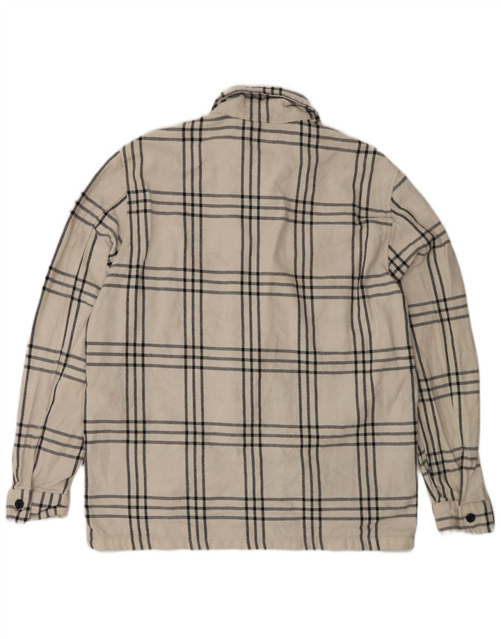 Zara Homme Surchemise Coupe décontractée Chemise en flanelle Grand carreaux blancs en coton