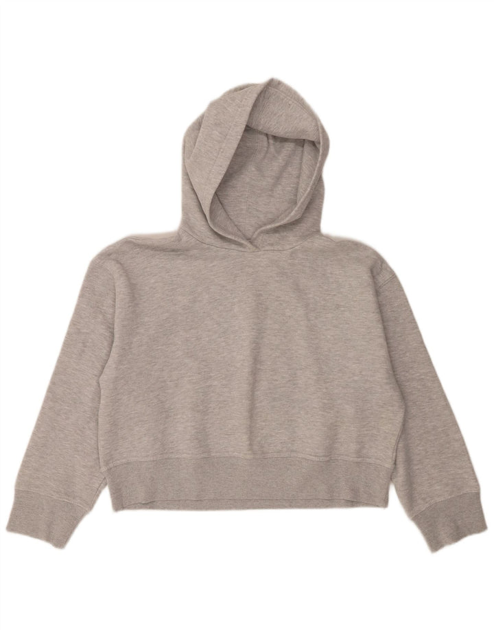 Zara Pull à capuche court surdimensionné pour femme UK 14 Gris moyen