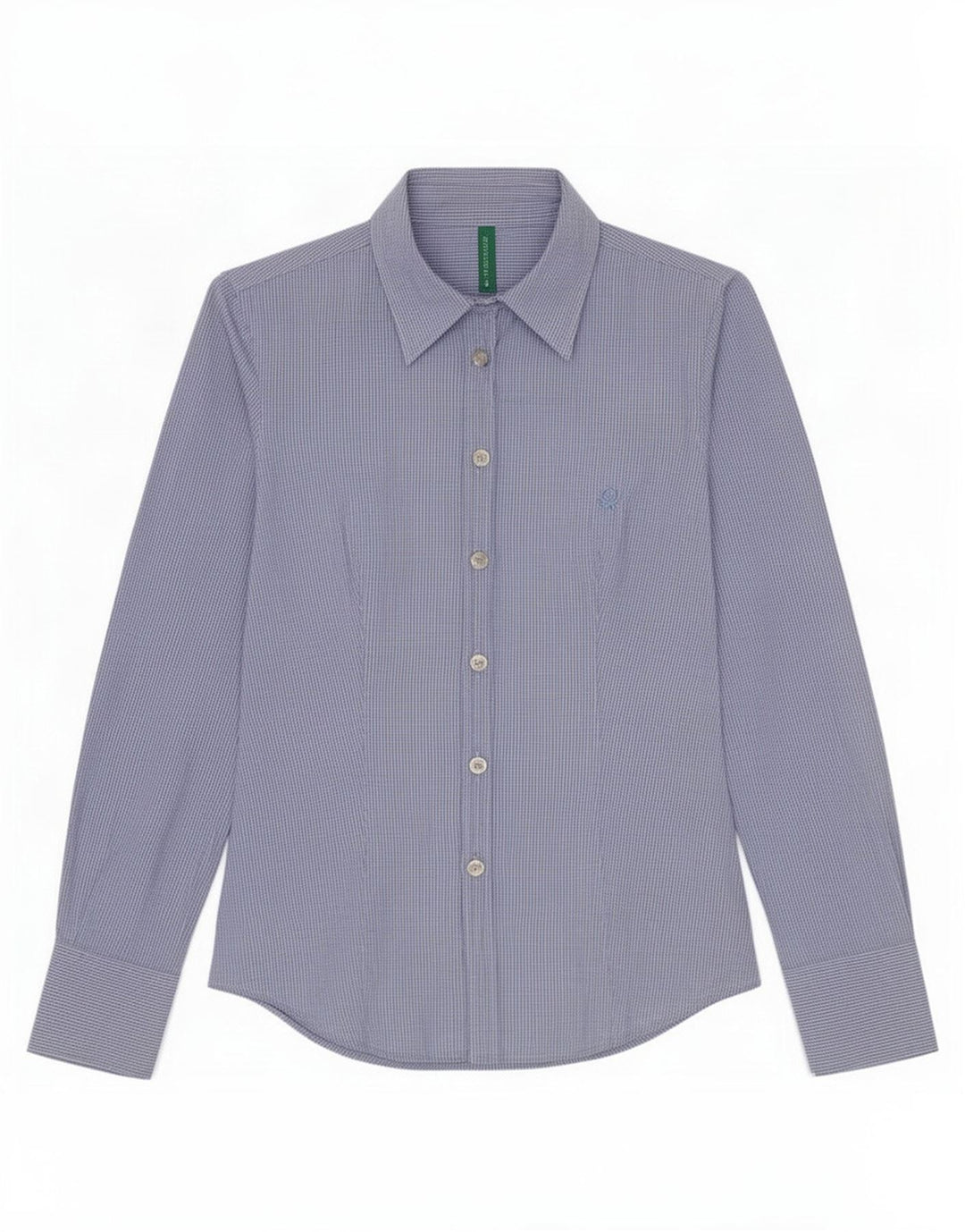 Benetton Chemise Femme UK 10 Petit Vichy Bleu