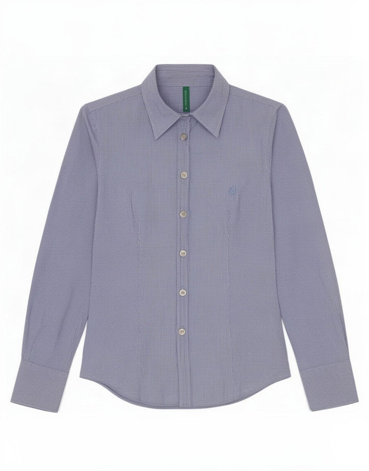 Benetton Chemise Femme UK 10 Petit Vichy Bleu