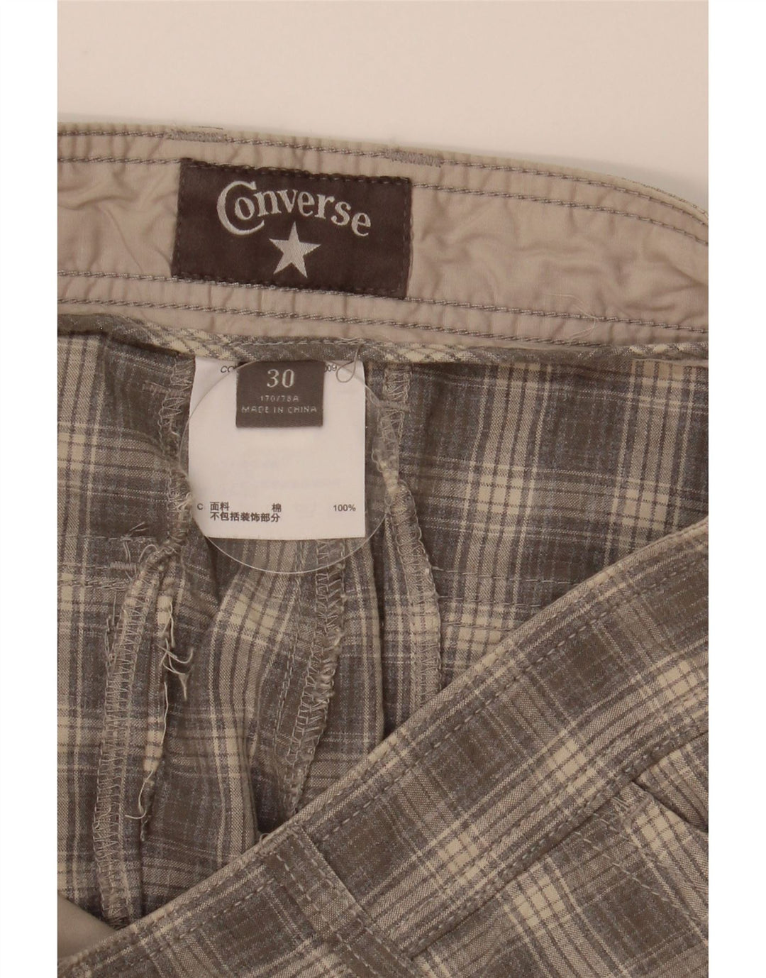 Converse Short Cargo W30 Homme Gris Moyen à Carreaux