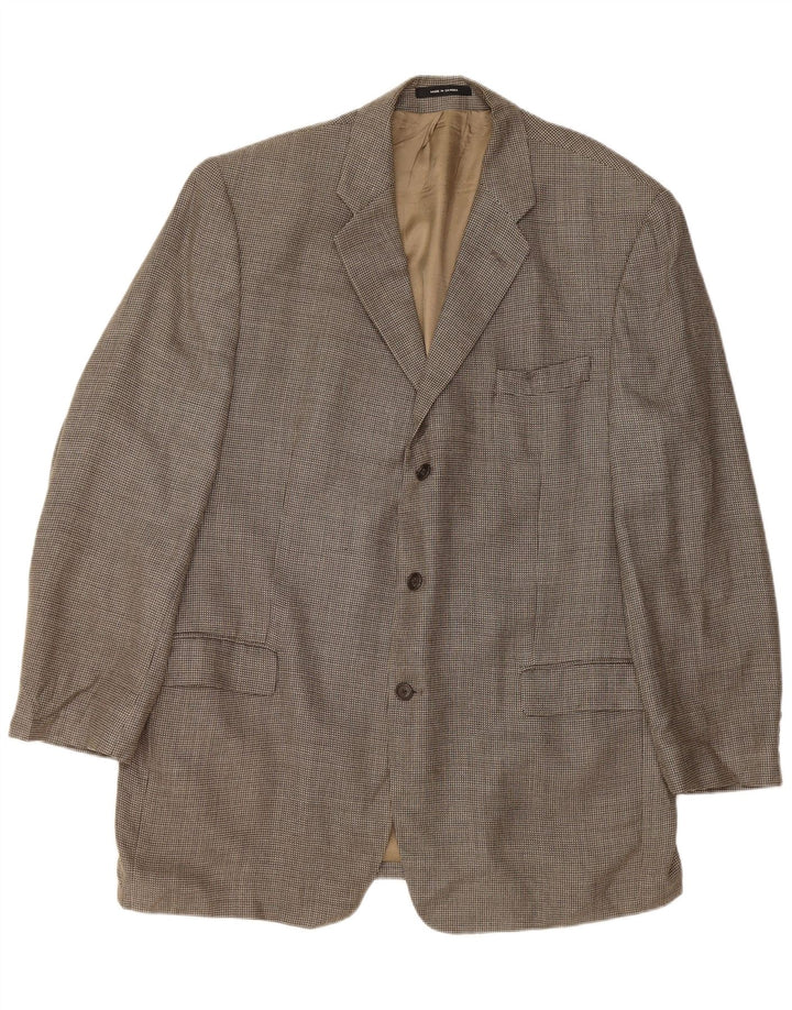 CALVIN KLEIN Veste Blazer 3 Boutons Homme Taille 46 XL Gris Check Soie