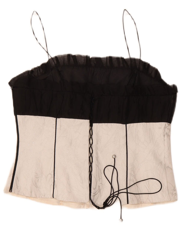 Vintage Femme Corset Top IT 48 XL Noir Colourblock Polyester
