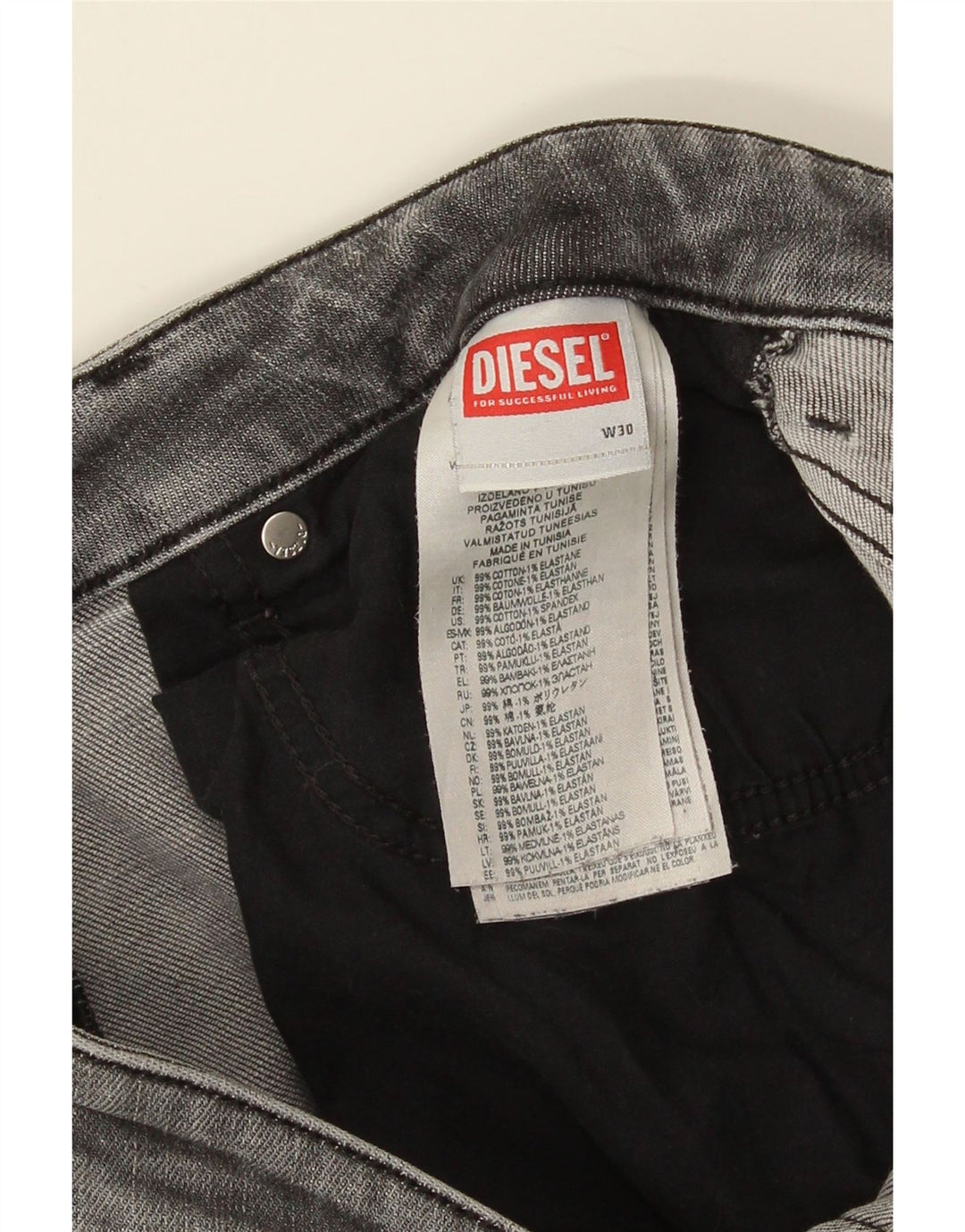 Diesel Jean Slim W30 L31 Homme Gris Coton
