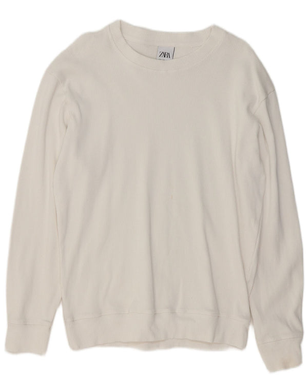 Zara Pull col bateau pour homme en coton blanc Large