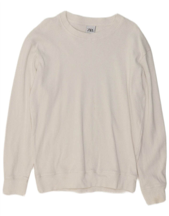 Zara Pull col bateau pour homme en coton blanc Large