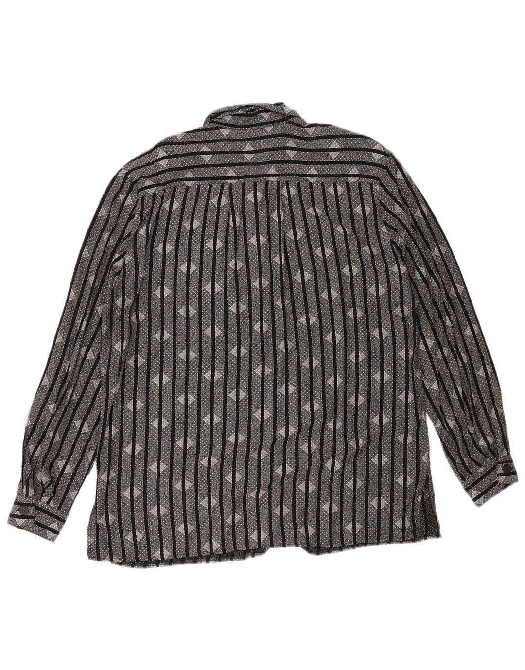 chemise femme vintage UK 16 Grand Noir Rayé