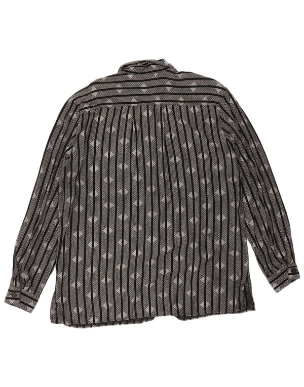 chemise femme vintage UK 16 Grand Noir Rayé