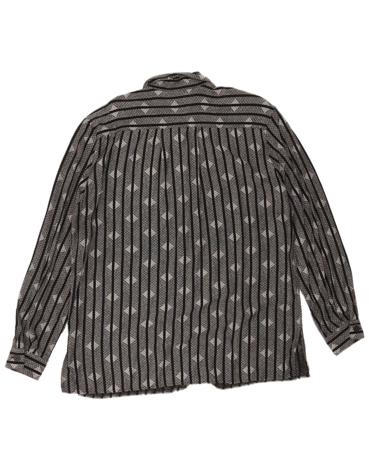 chemise femme vintage UK 16 Grand Noir Rayé