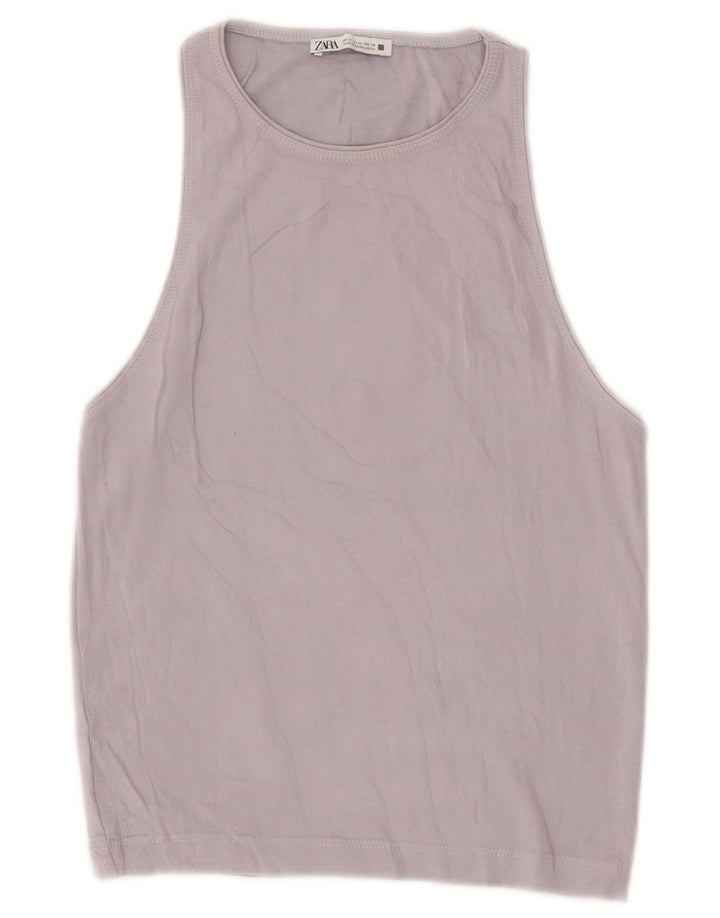 Zara Débardeur Femme UK 12 Gris Moyen