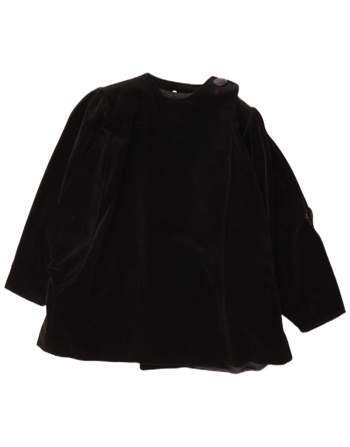 vintage Womens Velvet Overcoat EU 42 Grand Coton Noir