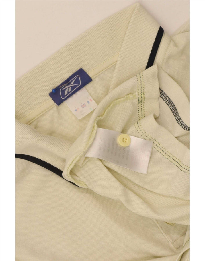 Reebok Polo Homme Large Jaune Rayé Coton