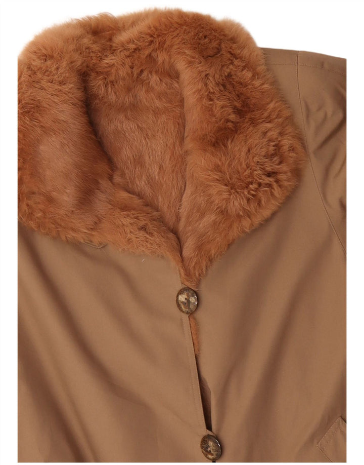 vintage Womens Sherpa Overcoat UK 14 Grand Beige Polyester