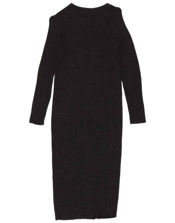 Zara Robe longue à manches longues pour femme UK 10 Small Noir