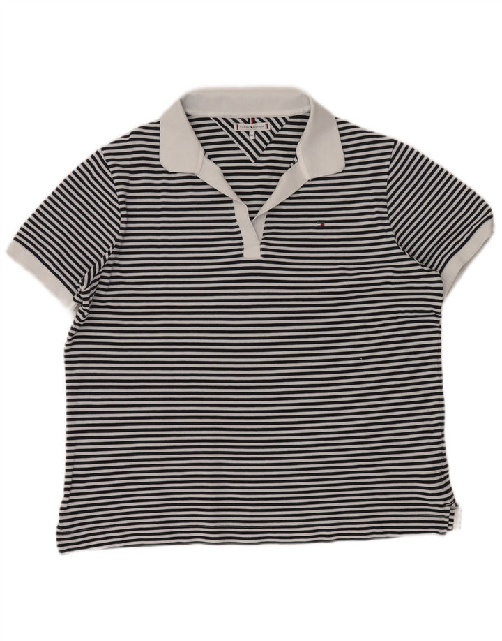 TOMMY HILFIGER Polo Femme UK 20 2XL Bleu Marine Rayé Nautique