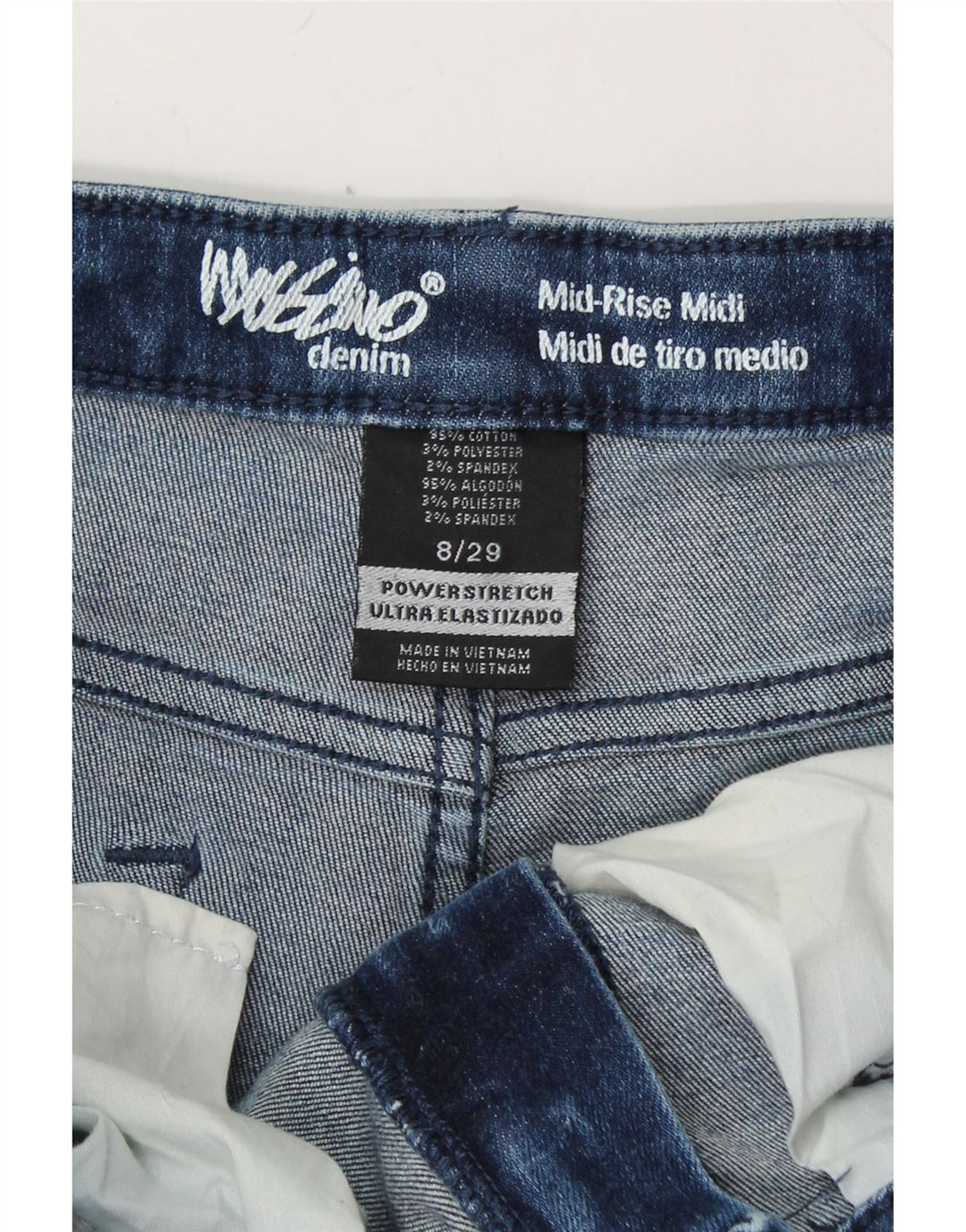 MOSSIMO Womens Power Stretch Mid Rise Denim Shorts US 8 Medium W29  Blue Vintage Mossimo and Second-Hand Mossimo from Messina Hembry 