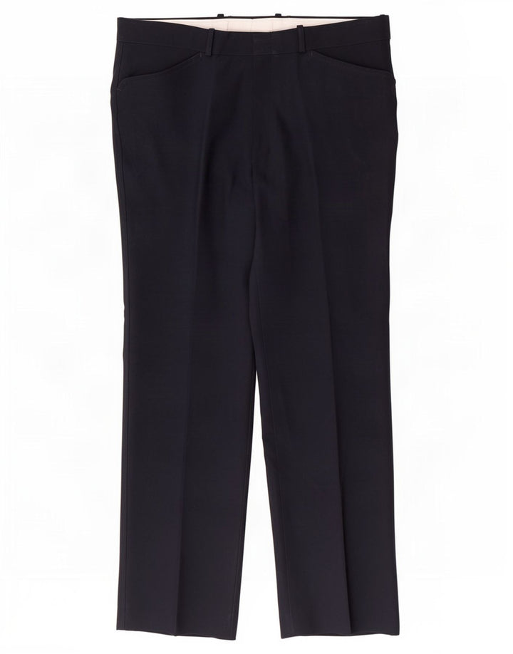 Farah Pantalon décontracté droit pour homme W36 L30 Bleu marine Polyester