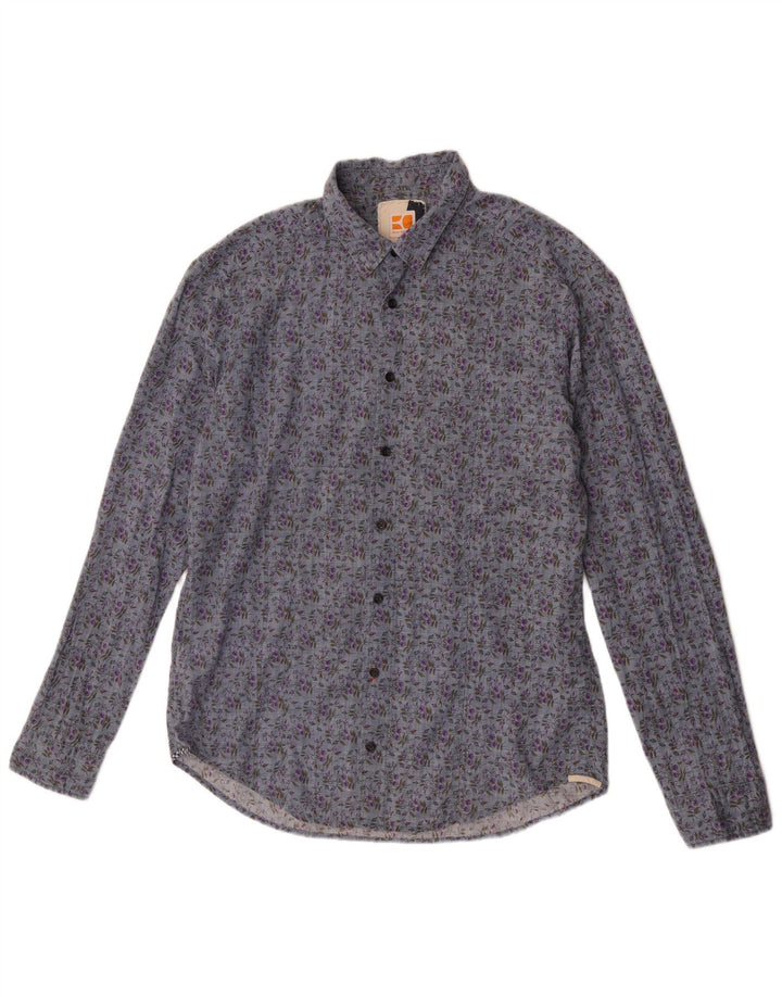 Hugo Boss Chemise Homme Large Bleu Floral Coton