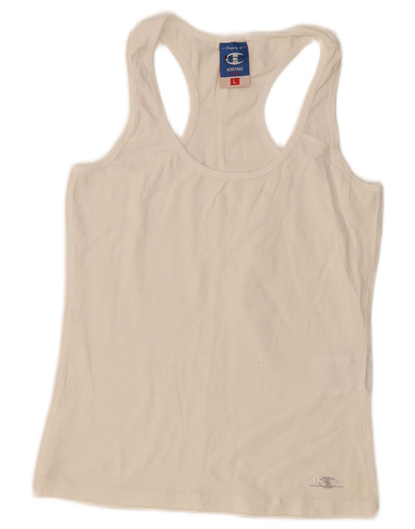 Champion Débardeur Femme UK 14 Large Blanc Coton