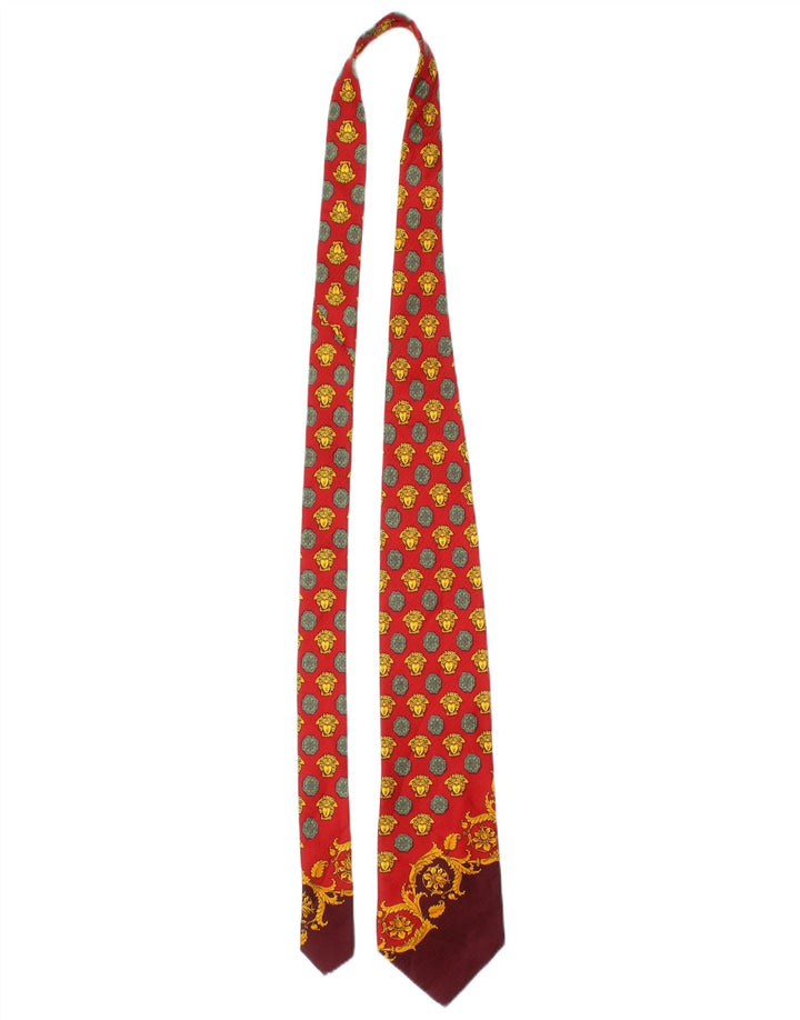Gianni Versace Cravate graphique pour homme taille unique en soie rouge