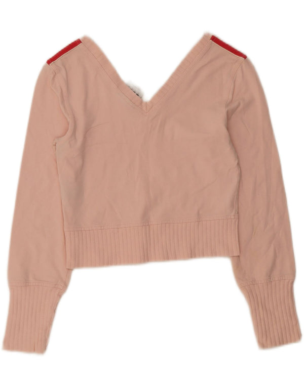 Adidas Womens Crop Top Manches Longues UK 12 Coton Rose Moyen