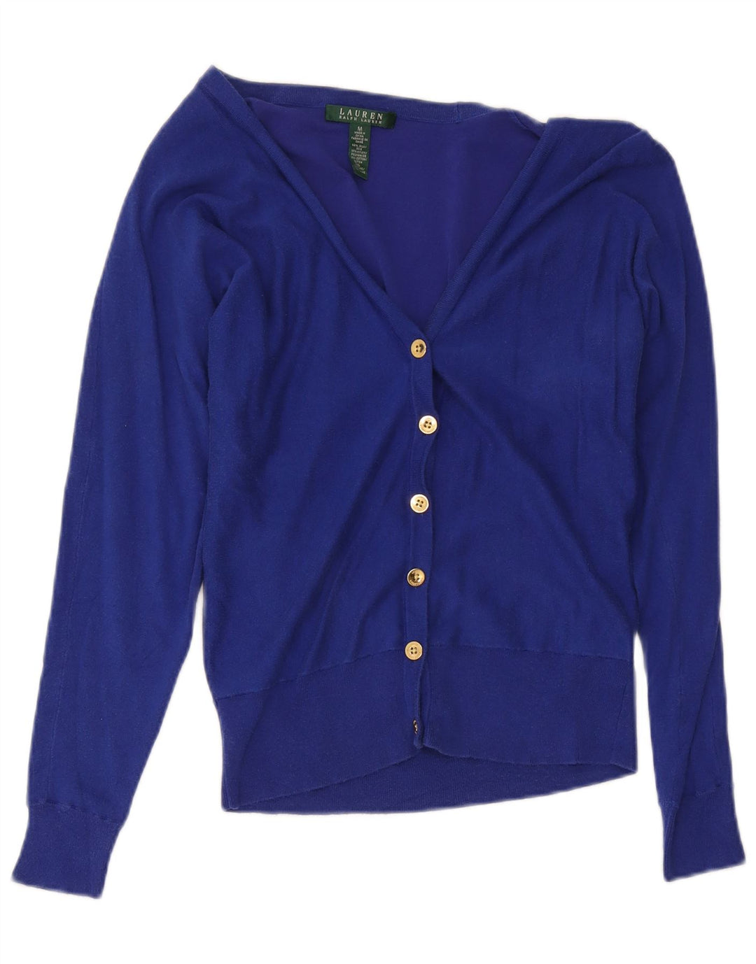 Ralph Lauren Pull Cardigan Femme UK 12 Soie Bleu Moyen