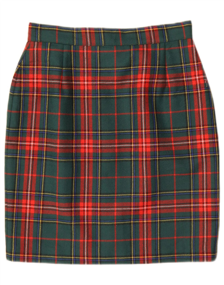 jupe crayon femme vintage IT 42 Medium W28 Laine à carreaux vert