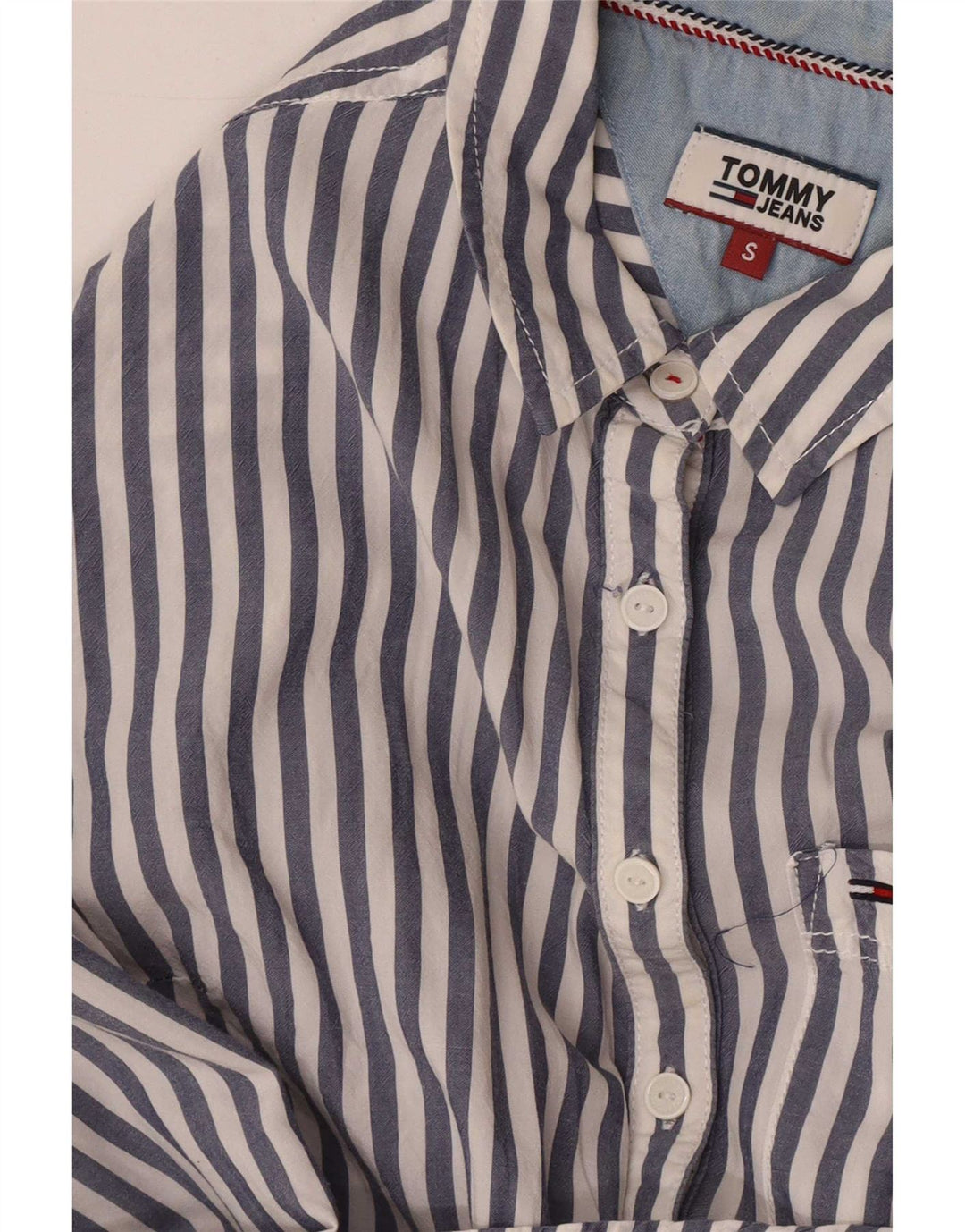 Tommy Hilfiger Chemise Femme UK 10 Petite Rayure Bleue