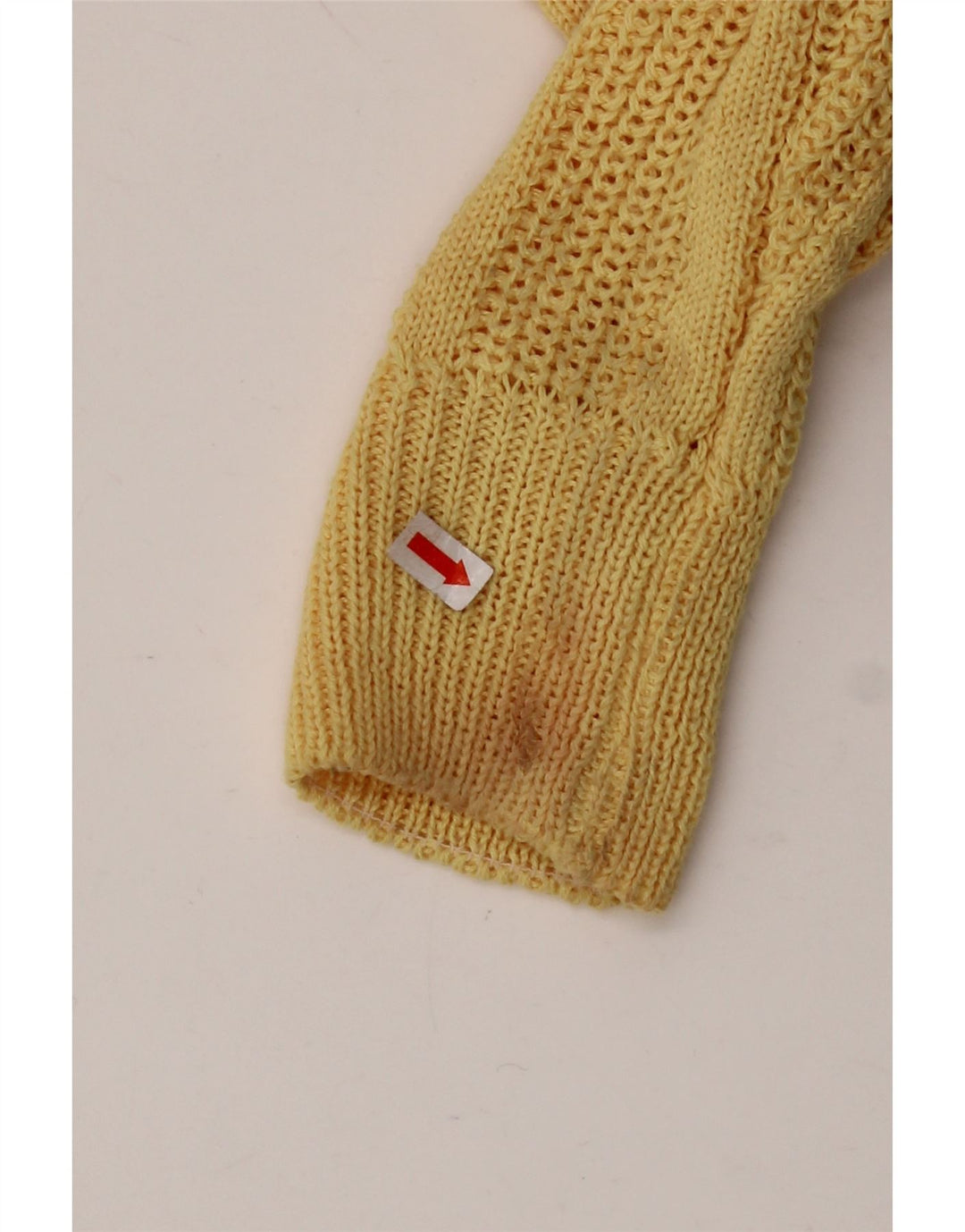 VINTAGE Femmes Bateau Cou Jumper Pull UK 12 Moyen Jaune Acrylique